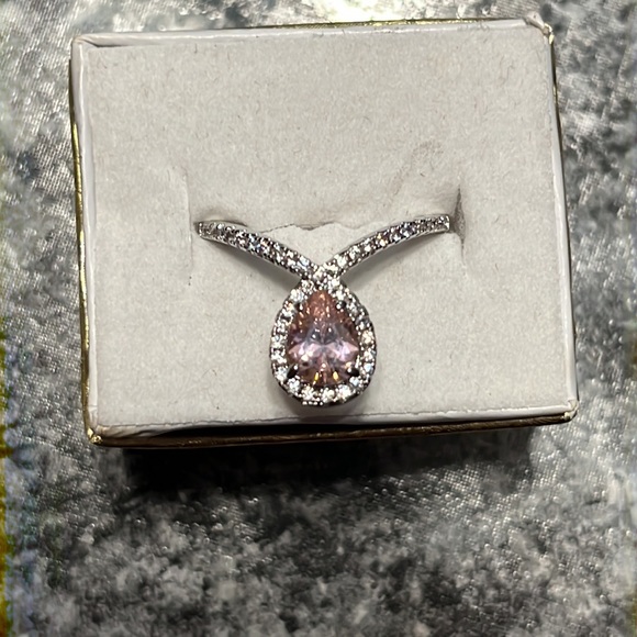 RBP2189 Unicorn- Girl Boss lab created pink and white topaz rhodium plated - Picture 2 of 4